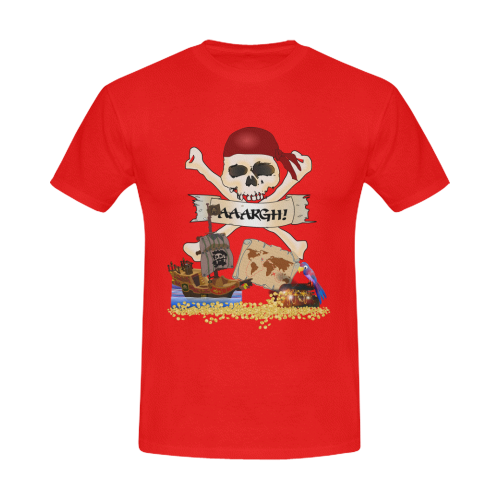 Pirate Ship, Treasure Chest and Jolly Roger Men's Slim Fit T-shirt (Model T13)
