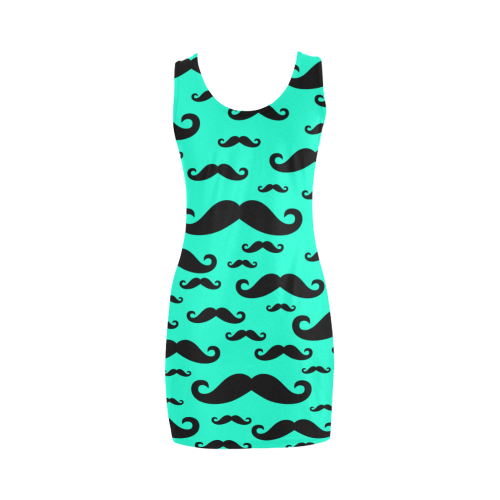 Black handlebar MUSTACHE / MOUSTACHE pattern Medea Vest Dress (Model D06)