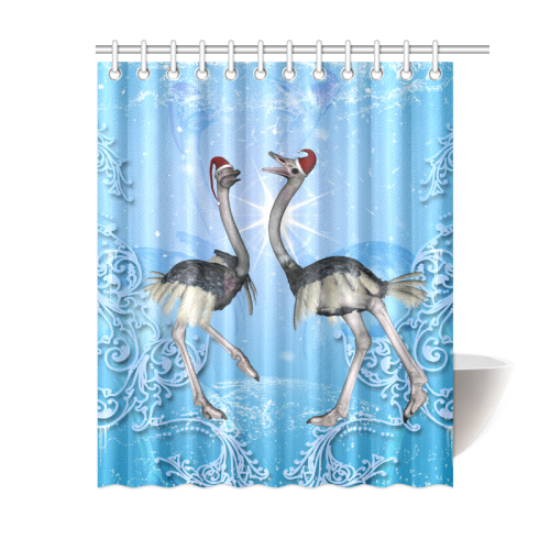Dancing for christmas, cute ostrichs Shower Curtain 60"x72"