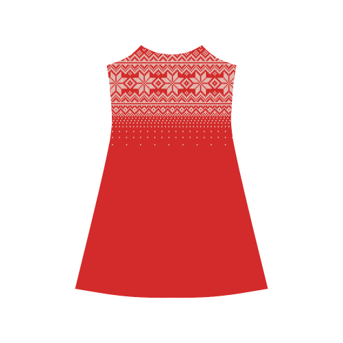 scandinavian christmas knit sweater pattern red Alcestis Slip Dress (Model D05)