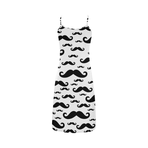 Black handlebar MUSTACHE / MOUSTACHE pattern Alcestis Slip Dress (Model D05)