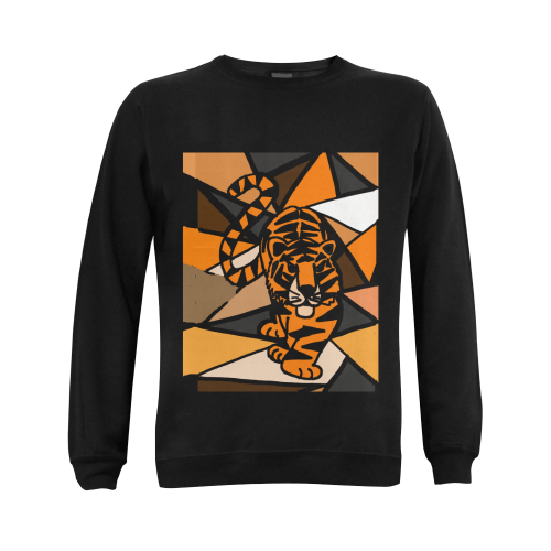 Artistic Stalking Tiger Abstract Art Gildan Crewneck Sweatshirt(NEW) (Model H01)