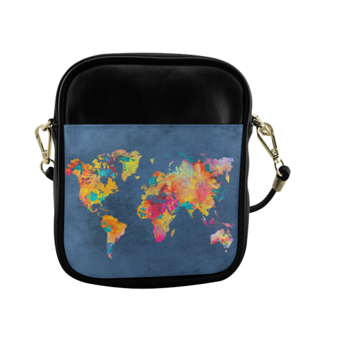 world map 18 Sling Bag (Model 1627)