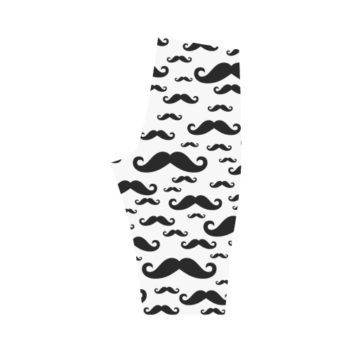 Black handlebar MUSTACHE / MOUSTACHE pattern Hestia Cropped Leggings (Model L03)