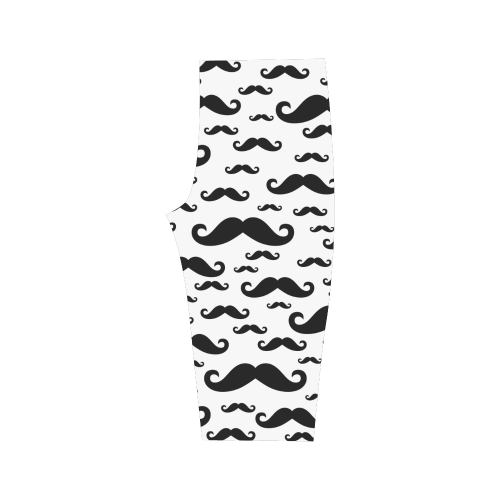 Black handlebar MUSTACHE / MOUSTACHE pattern Hestia Cropped Leggings (Model L03)