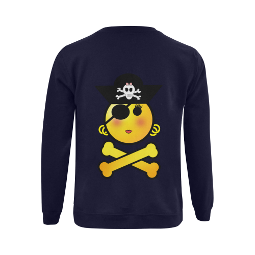 Pirate Emoticon - Smiley Emoji Girl Gildan Crewneck Sweatshirt(NEW) (Model H01)