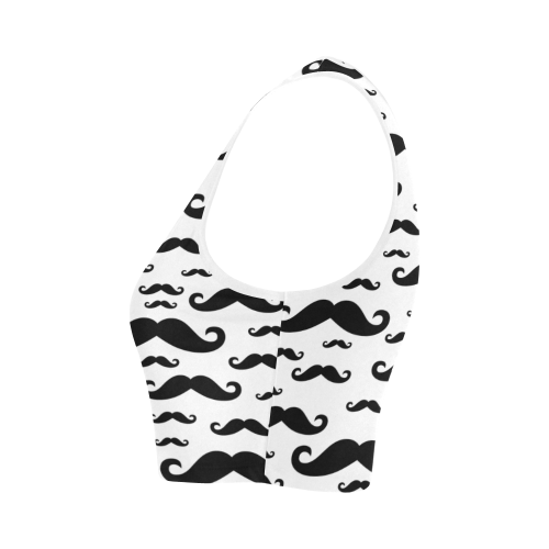 Black handlebar MUSTACHE / MOUSTACHE pattern Women's Crop Top (Model T42)