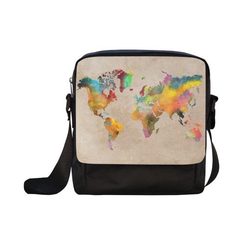 world map 17 Crossbody Nylon Bags (Model 1633)