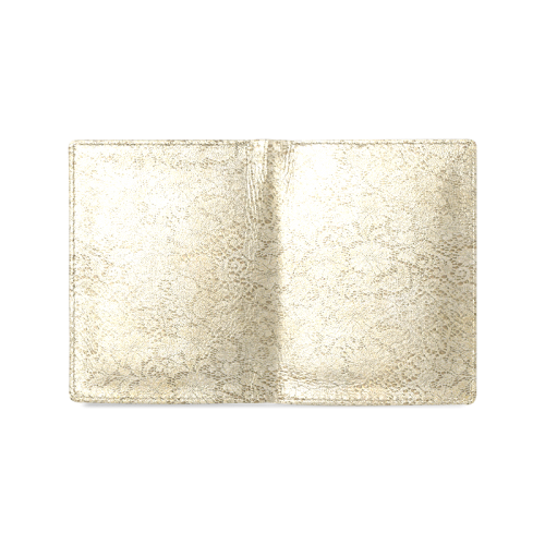 Old CROCHET / LACE FLORAL pattern - beige Men's Leather Wallet (Model 1612)