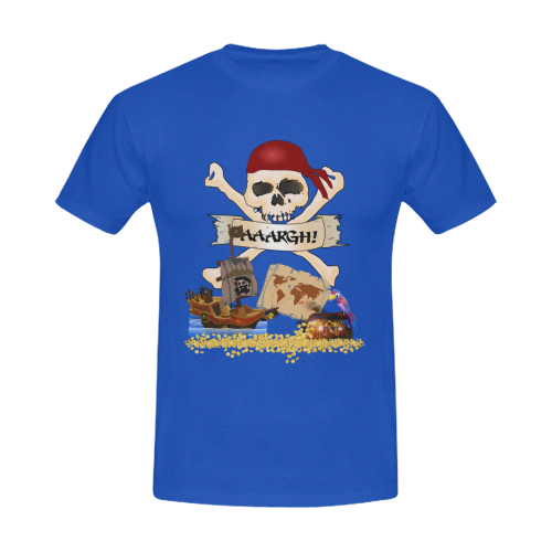 Pirate Ship, Treasure Chest and Jolly Roger Men's Slim Fit T-shirt (Model T13)