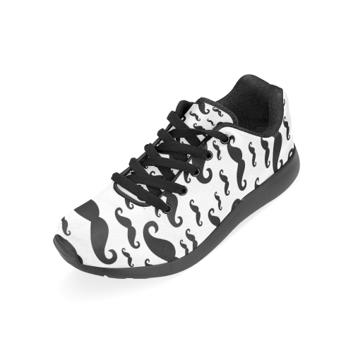 Black handlebar MUSTACHE / MOUSTACHE pattern Women’s Running Shoes (Model 020)