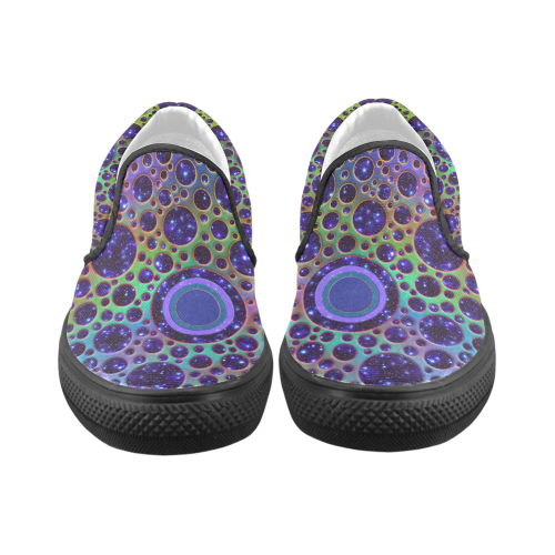 Universe DOTS GRID colored pattern Women's Unusual Slip-on Canvas Shoes (Model 019)