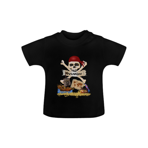 Pirate Ship, Treasure Chest and Jolly Roger Baby Classic T-Shirt (Model T30)