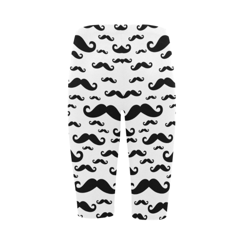 Black handlebar MUSTACHE / MOUSTACHE pattern Hestia Cropped Leggings (Model L03)