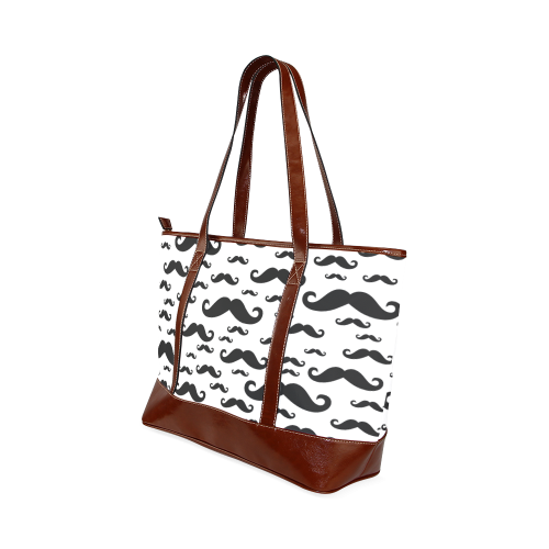 Black handlebar MUSTACHE / MOUSTACHE pattern Tote Handbag (Model 1642)