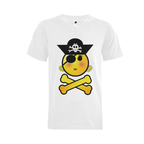 Pirate Emoticon - Smiley Emoji Girl Men's V-Neck T-shirt (USA Size) (Model T10)