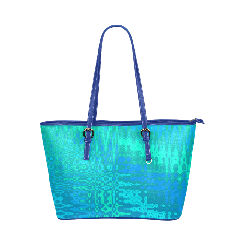 Ocean Ripple Abstract by ArtformDesigns Leather Tote Bag/Small (Model 1651)