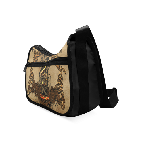 Music, clef with floral elements in rusty metal Crossbody Bags (Model 1616)