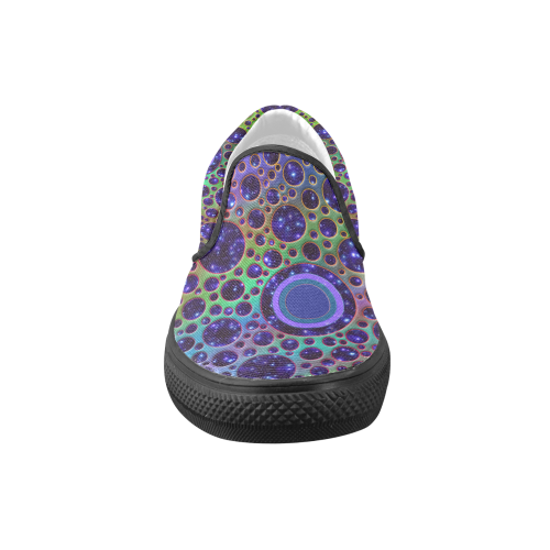 Universe DOTS GRID colored pattern Women's Unusual Slip-on Canvas Shoes (Model 019)