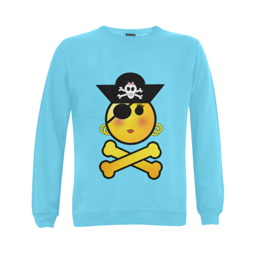 Pirate Emoticon - Smiley Emoji Girl Gildan Crewneck Sweatshirt(NEW) (Model H01)