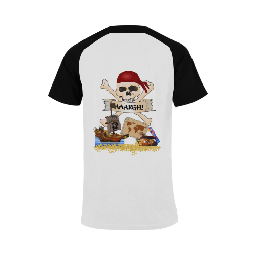 Pirate Ship, Treasure Chest and Jolly Roger Men's Raglan T-shirt Big Size (USA Size) (Model T11)