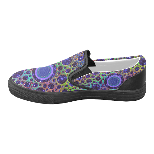 Universe DOTS GRID colored pattern Women's Unusual Slip-on Canvas Shoes (Model 019)