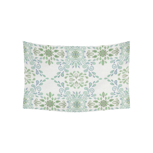 Blue and Green watercolor pattern Cotton Linen Wall Tapestry 60"x 40"