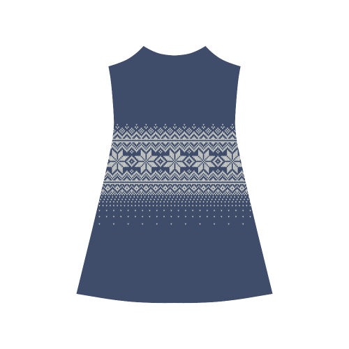 scandinavian christmas knit sweater pattern blue Alcestis Slip Dress (Model D05)