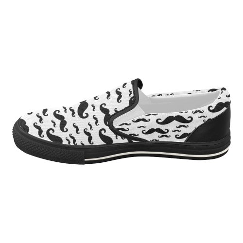 Black handlebar MUSTACHE / MOUSTACHE pattern Women's Slip-on Canvas Shoes (Model 019)