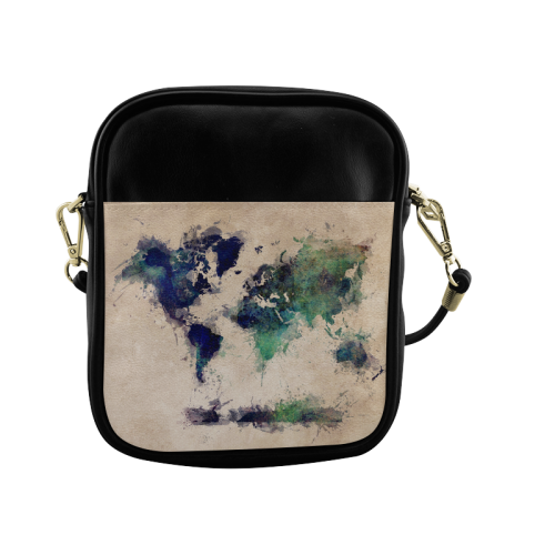 world map 20 Sling Bag (Model 1627)