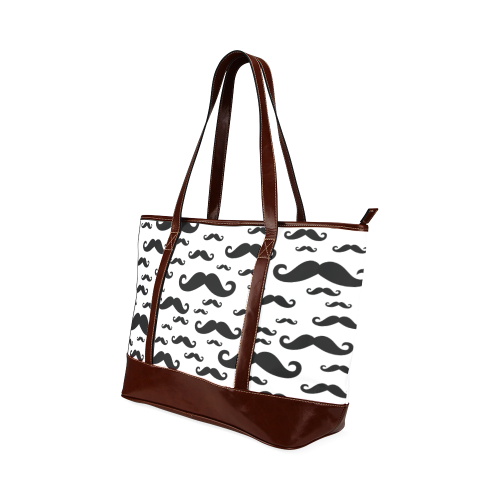 Black handlebar MUSTACHE / MOUSTACHE pattern Tote Handbag (Model 1642)
