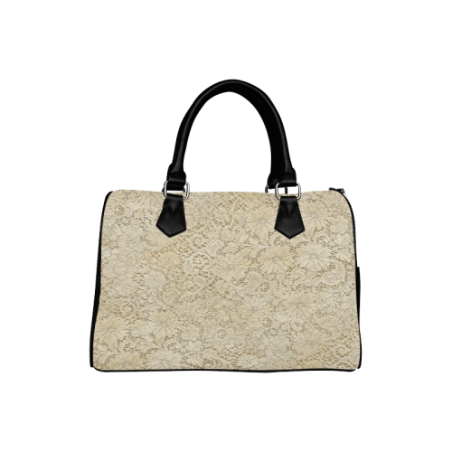Old CROCHET / LACE FLORAL pattern - beige Boston Handbag (Model 1621)