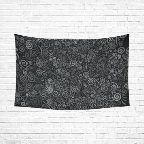 Black and White Rose Cotton Linen Wall Tapestry 90"x 60"