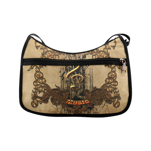 Music, clef with floral elements in rusty metal Crossbody Bags (Model 1616)