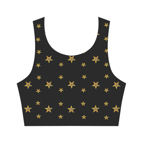 Twinkle Twinkle Little Star Gold Stars on Black Women's Crop Top (Model T42)