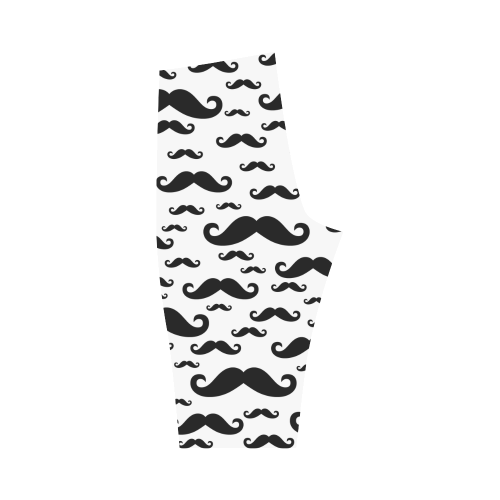 Black handlebar MUSTACHE / MOUSTACHE pattern Hestia Cropped Leggings (Model L03)