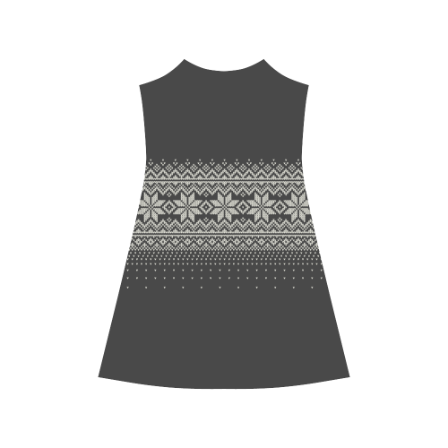 scandinavian christmas knit sweater pattern black Alcestis Slip Dress (Model D05)