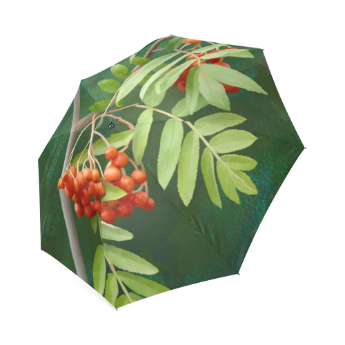 Watercolor Rowan tree - Sorbus aucuparia Foldable Umbrella (Model U01)