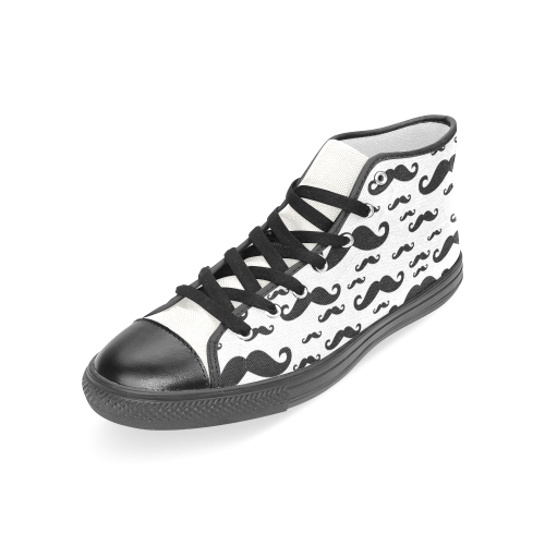 Black handlebar MUSTACHE / MOUSTACHE pattern Women's Classic High Top Canvas Shoes (Model 017)