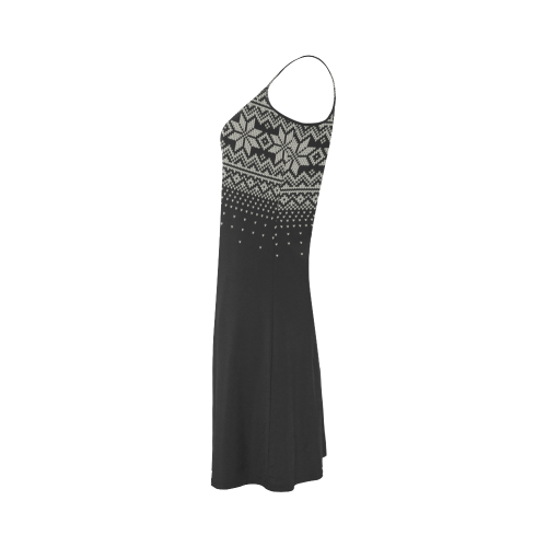 scandinavian christmas knit sweater pattern black Alcestis Slip Dress (Model D05)