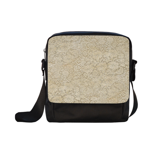 Old CROCHET / LACE FLORAL pattern - beige Crossbody Nylon Bags (Model 1633)