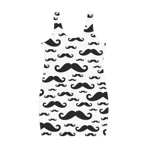 Black handlebar MUSTACHE / MOUSTACHE pattern Medea Vest Dress (Model D06)