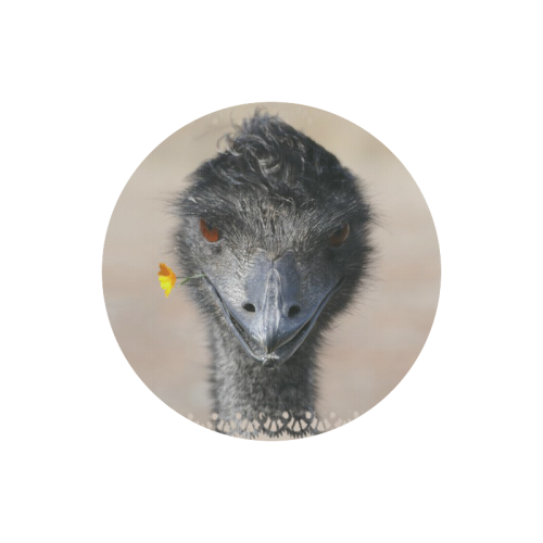 Happy Emu with Flower Round Mousepad