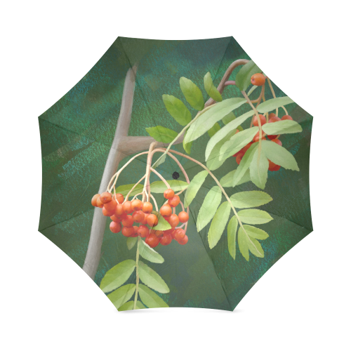 Watercolor Rowan tree - Sorbus aucuparia Foldable Umbrella (Model U01)