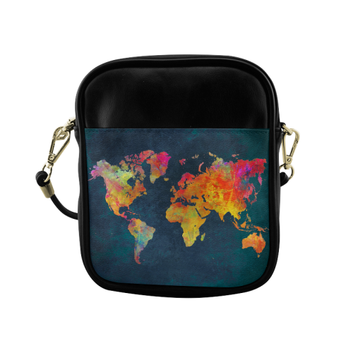 world map 16 Sling Bag (Model 1627)