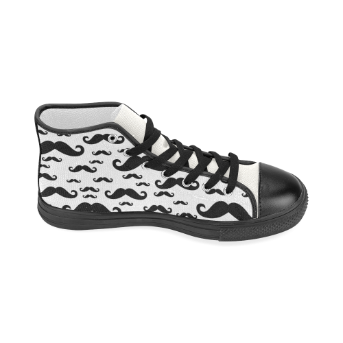 Black handlebar MUSTACHE / MOUSTACHE pattern Women's Classic High Top Canvas Shoes (Model 017)