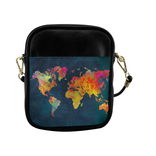 world map 16 Sling Bag (Model 1627)