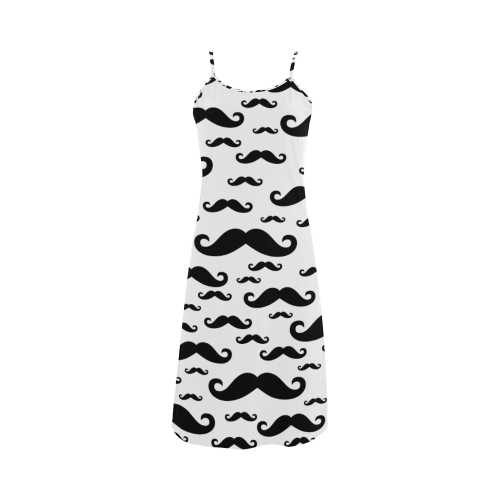 Black handlebar MUSTACHE / MOUSTACHE pattern Alcestis Slip Dress (Model D05)