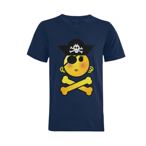 Pirate Emoticon - Smiley Emoji Girl Men's V-Neck T-shirt (USA Size) (Model T10)