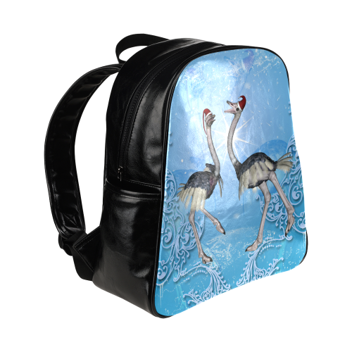 Dancing for christmas, cute ostrichs Multi-Pockets Backpack (Model 1636)